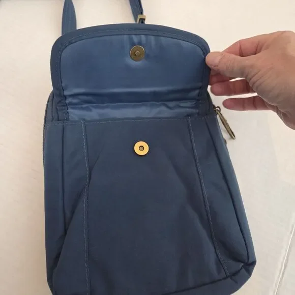 Travelon Anti-Theft RFID Passport Crossbody Bag Navy Blue Handbag Purse - Picture 5 of 13